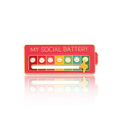 My Social Battery — Interactive Sliding Enamel Pin🔋