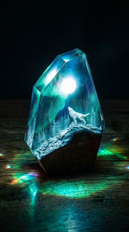 Handmade Aurora Resin Lamp